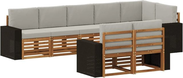 vidaXL Sofagarnitur aus Massivholz Akazie im modernen Latten-Design mit Armlehnen - Bild 1