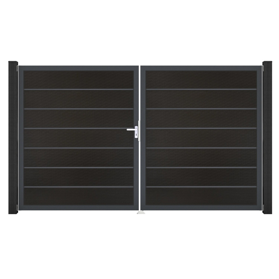 GroJa Grande Steckzaun Tor Premium DIN Links Doppel-Tor aus Aluminium und BPC in Schwarz - Bild 2