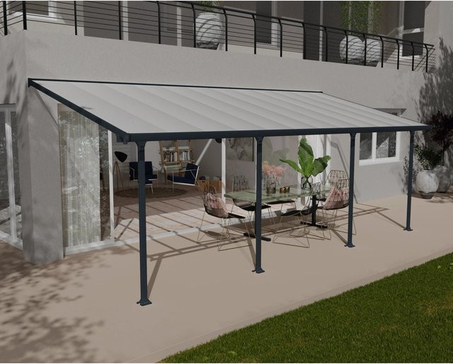 Palram Canopia Feria Terrassenüberdachung Anthrazit B/T/H: 730 x 295 x 260-305 cm - Bild 1