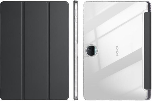 Honor Pad 9 Hülle 12,1 Zoll mit Dreifach-Leder-Funktion, klarer Acryl-Hartschalen-Rückseite und Stifthalter, Schwarz - Bild 1