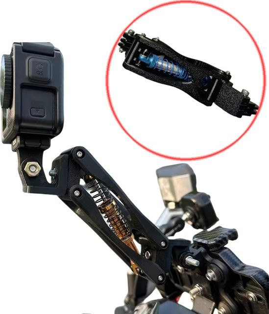 YUENHOANG Stoßdämpfender Stabilisatorarm in Schwarz für DJI Action 5 Pro, GoPro 13 und Insta360 X4 zur Nutzung mit Fahrrad- und Motorradhalterungen - Bild 1