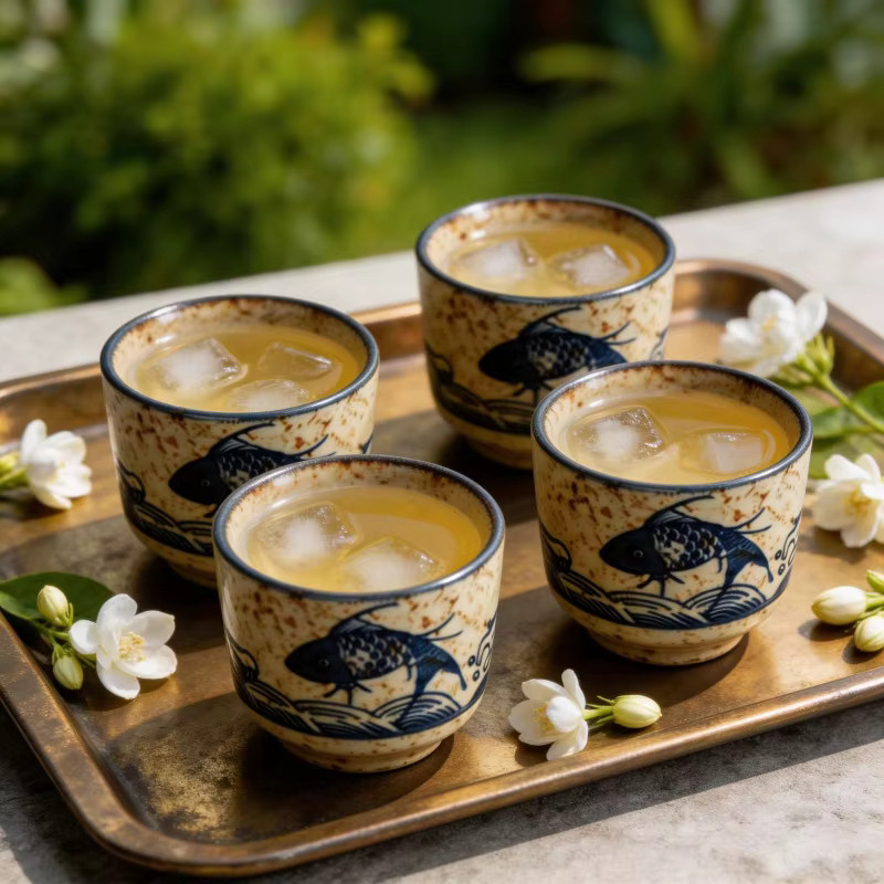 Yolife 4er-Set japanische Keramik-Teetassen im Vintage-Stil - Bild 2
