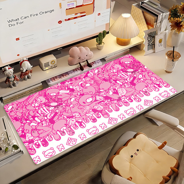 Cartoon G-Gloomy B-Bear-S Mauspad in Pink, rutschfeste Gamer-Computermatte für Schreibtisch und Laptop - Bild 1