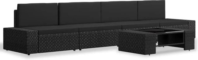 vidaXL 5-tlg Garten-Lounge-Set aus Poly-Rattan in Schwarz mit Glastisch - Bild 1