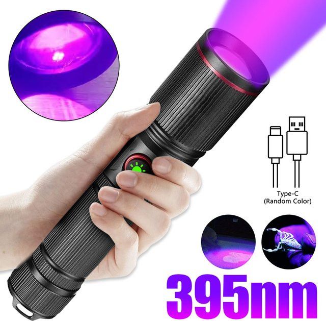 VASTFIRE Schwarzlicht USB Taschenlampe mit 395/365 nm für Fluoreszenz, unsichtbare Tinte und Detektion von Urin oder Skorpionen - Bild 1