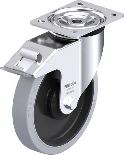 Blickle L-POEV 201XKA-FI-SG Stahlblech-Lenkrolle in Silber, Rad-Durchmesser: 20 cm, Tragfähigkeit: 400 kg - Bild 1