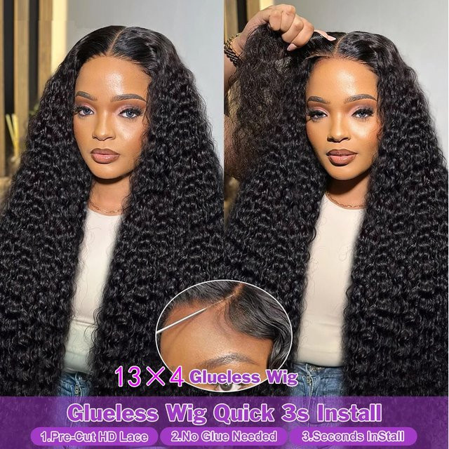 JAYCEE HAIR Echthaar Perücke, Wasserwelle, 13x4 HD Lace Frontal, Damen - Bild 1