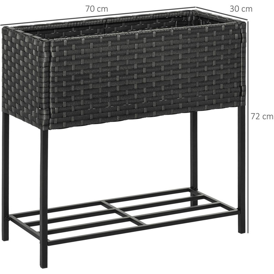 Outsunny Hochbeet aus Polyrattan und Stahl mit Füßen und Ablage in Braun, B/H/T: 70 x 72 x 30 cm - Bild 3
