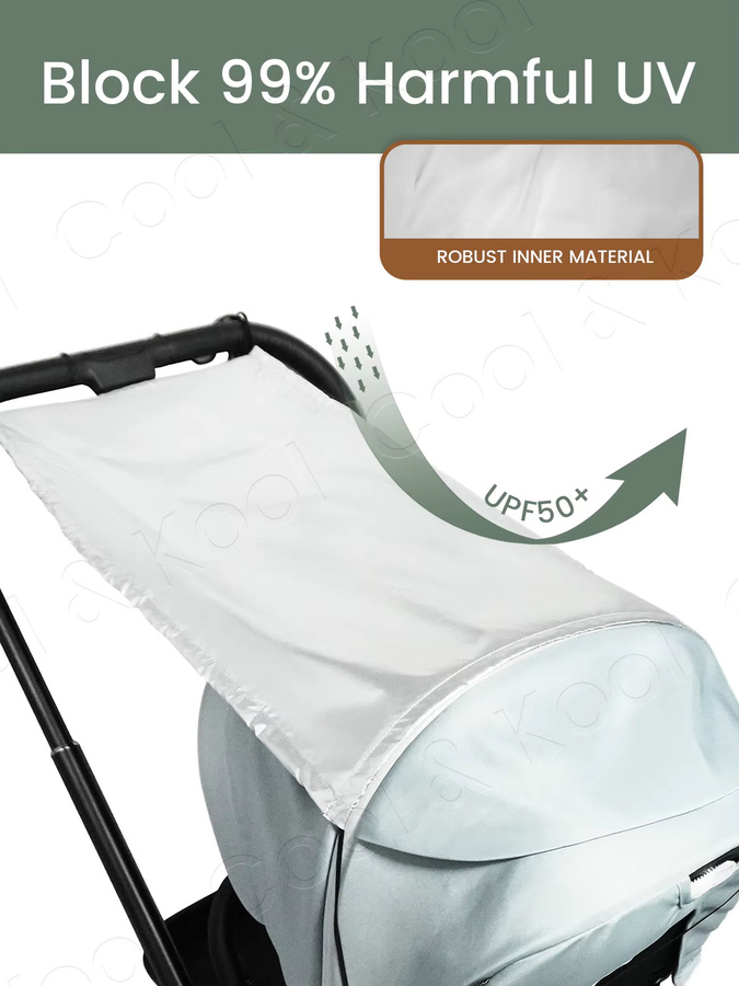 Kisslanding Universeller Kinderwagen-Sonnenschutz mit UV-Schutz in Silber - Bild 3