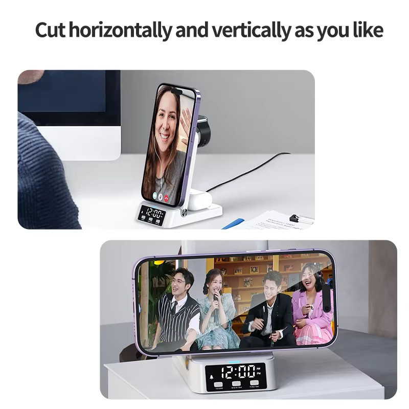 VIKEFON 3 in 1 kabellose Ladestation mit 30 W Schnellladefunktion für iPhone, Samsung, Apple Watch und AirPods Pro in Weiß - Bild 4