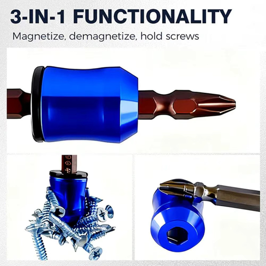 3-in-1 Magnetisierer und Schraubendreherkopf aus Aluminiumlegierung in Rot, 6,35 mm - Bild 3