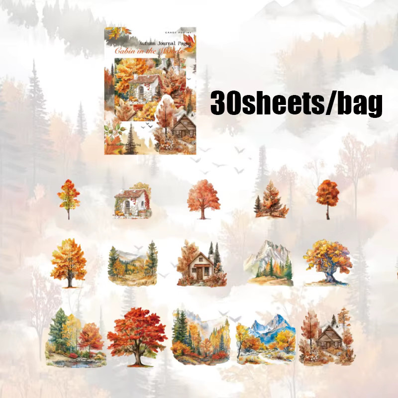 Mr.Paper Herbstthema PET-Diorama-Aufkleber Set, 120 Stück, Mehrfarbig, für Scrapbooking und Planer - Bild 3