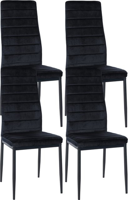 4er Set Esszimmerstühle CLP Mayfair Polsterstühle mit Samt- oder Kunstlederbezug und Metallgestell in Schwarz - Bild 1