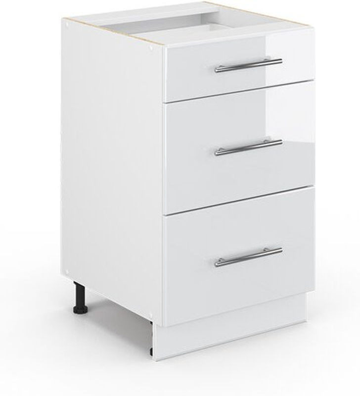 Vicco Küchenunterschrank Fame-Line Weiß Hochglanz aus Holzwerkstoff Breite: 50 cm, Höhe: 82 cm, Tiefe: 51,6 cm - Bild 1