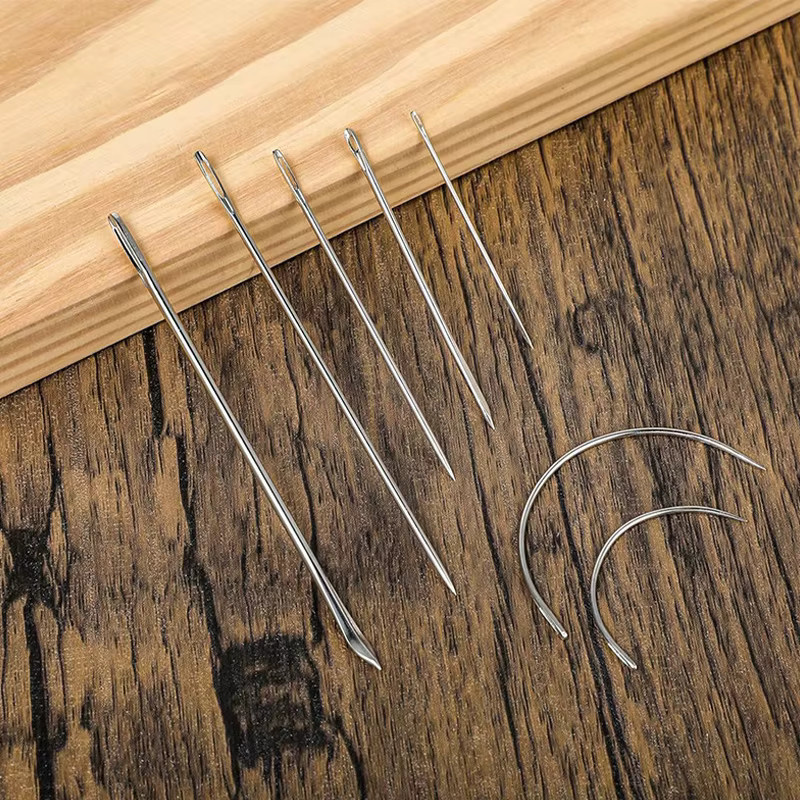 14-teiliges Handnähen-Lederset in Silber mit Polsternadeln und gebogenen Nähnadeln für Teppich- und Leinwandreparaturen - Bild 2
