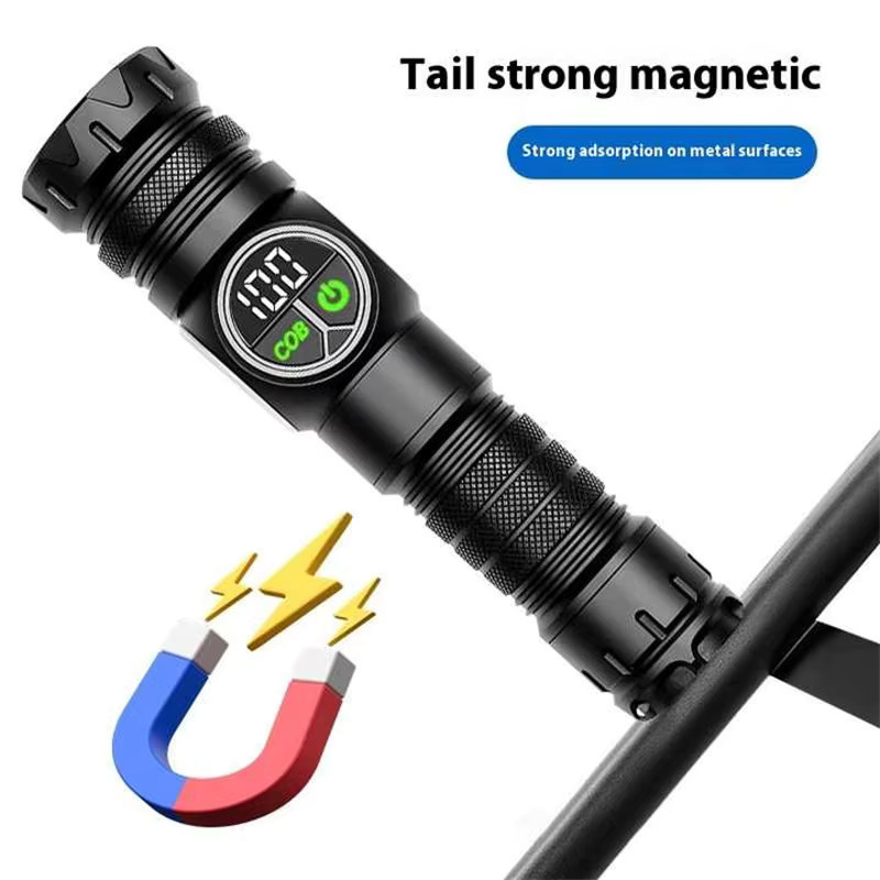 Mikenoon Taktische LED-Taschenlampe mit USB-Aufladung, Magnet und COB-Seitenlicht in Schwarz - Bild 5
