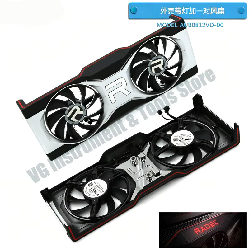 AMD Radeon RX 6700 XT FE Ersatzgehäuse mit RGB Grafikkartenlüftern in Schwarz - Bild 2