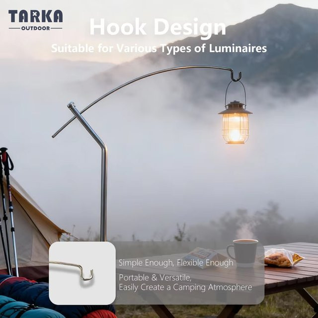 TARKA Abnehmbarer Laternenständer aus Metall in Schwarz, verstellbarer und tragbarer Lichthalter für Camping und Garten - Bild 1