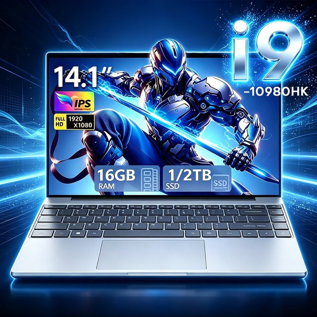 Tragbarer i9 Gaming Laptop mit Windows 11 Pro, Intel Core i9 10980HK, 16GB RAM, 1TB SSD, 16 Zoll Display, Silber - Bild 1