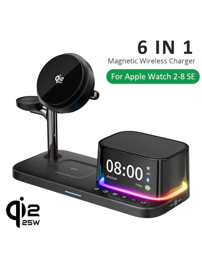 VIKEFON Magnetisches kabelloses Ladegerät mit TEC ICE Kühlung und Bluetooth-Lautsprecher, 25W Schnellladung für iPhone, Apple Watch und AirPods, Schwarz - Bild 5