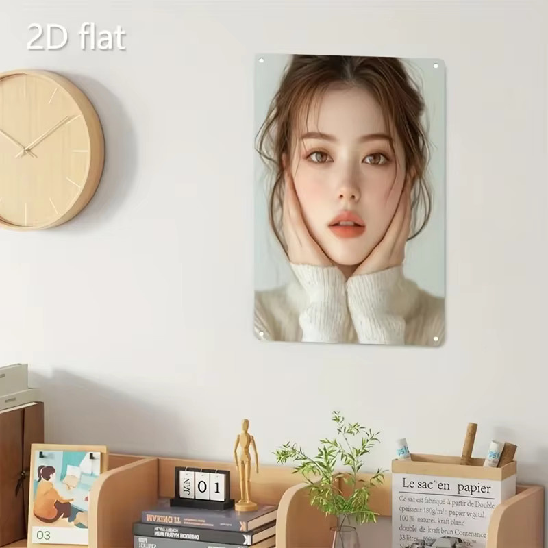 HELLOYOUNG Metall-Wandkunst im koreanischen Stil – Minimalistisches Frauenporträt als abstrakte Grafik in Mehrfarbig - Bild 3