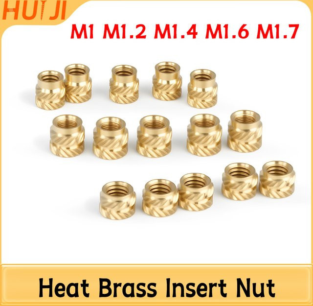 HUI JI Wärme-Einsatzmuttern aus Messing für Hot Melt Molding und 3D-Druck, Farbe: Gold - Bild 1