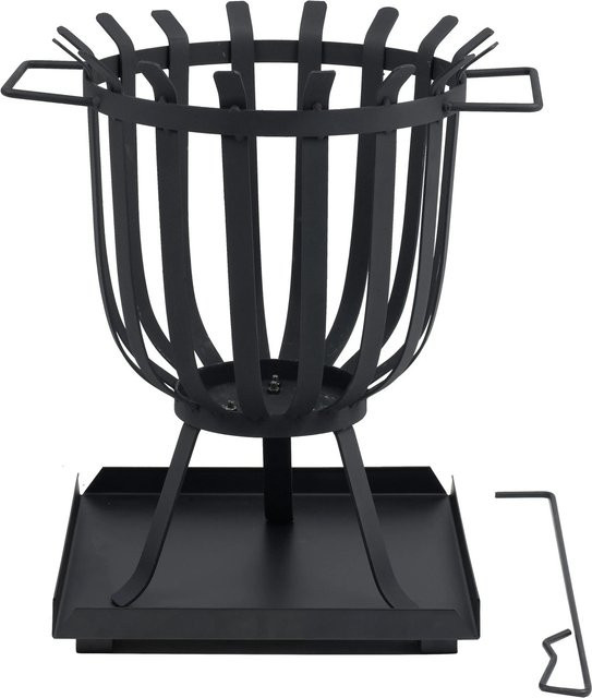 Tepro Feuerkorb Brentwood Schwarz aus Stahl mit Ascheauffangschale und Schürhaken, B/T/H: 41,7 x 35,0 x 47,5 cm - Bild 1