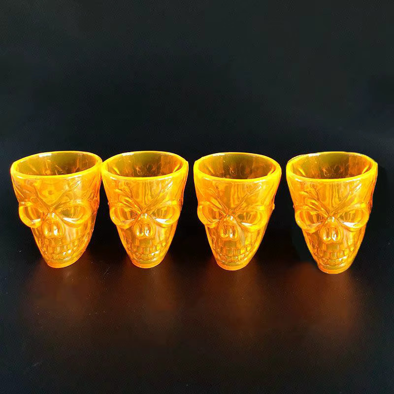 Alivparty Halloween Wein Gläser mit Geisterkopf Design in Orange, 4er Set - Bild 4
