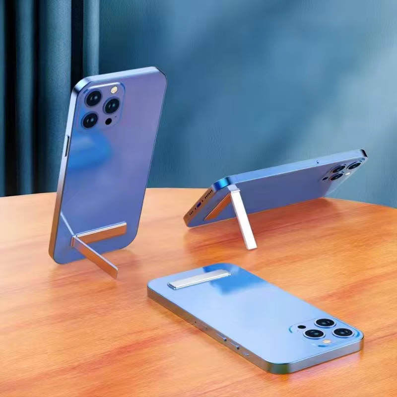 2 Stück ultradünne Handy-Griffhalter aus Legierung in Silber, universeller verstellbarer Smartphone-Ständer mit Klebesticker - Bild 2