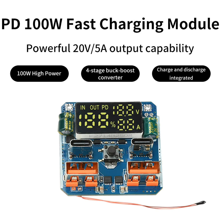diymore 4S PD 100W Integriertes Lade- und Entladespannungs-Boosting-Modul mit USB-C in Blau für Hochleistungs-Akku-Schnellladung - Bild 2
