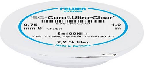 Felder ISO-Core Ultra-Clear Sn100Ni+ Bleifreies Lötzinn Spule Sn99,25Cu0,7Ni0,05 Silber Durchmesser: 0,75 mm - Bild 1