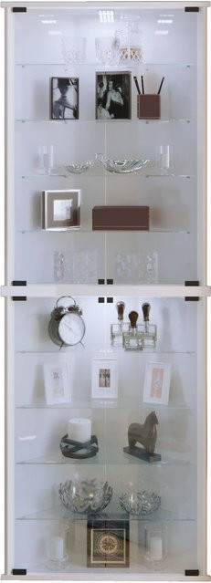 VCM Eckvitrine Vecko Maxi in Weiß mit ESG-Sicherheitsglas und 2 Glastüren, H x B x T: 176 x 67 x 23 cm - Bild 1