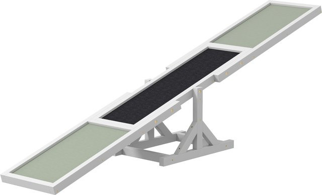 PawHut Hundewippe aus Holz in Weiß, rutschfeste Agility-Rampe für Hunde bis 30 kg, B/H/L: 30 x 30 x 180 cm - Bild 1