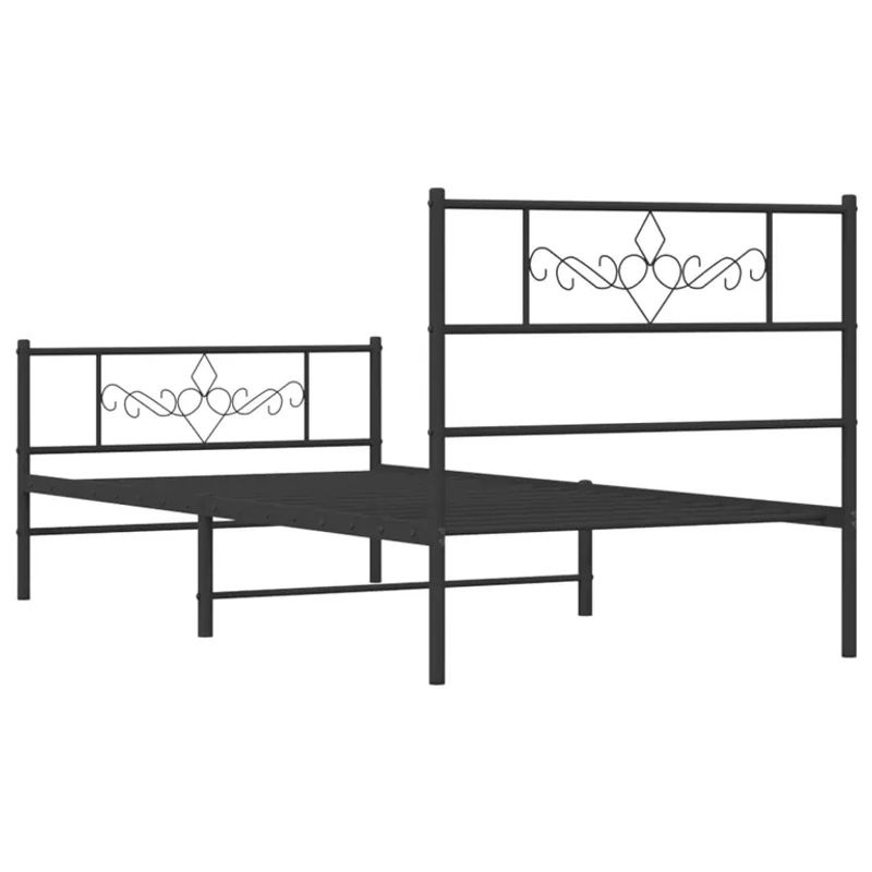 Vidaxl Metallbettgestell mit Kopfteil und Fußteil in Schwarz, B/L: 90 x 190 cm - Bild 2
