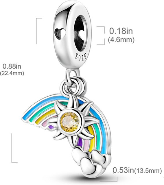 Charms Regenbogen-Sonne, 925 Silber, vergoldet, Damen - Bild 1