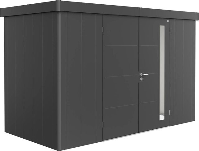 Biohort Gerätehaus Neo 1D mit Doppeltüre aus Stahl in Dunkelgrau-Metallic, B/H/T: 348 x 222 x 180 cm - Bild 1