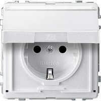 Merten Schutzkontakt-Steckdose Aquadesign Polarweiß mit Klappdeckel und Schriftfeld IP44 MEG2312-7219 - Bild 1