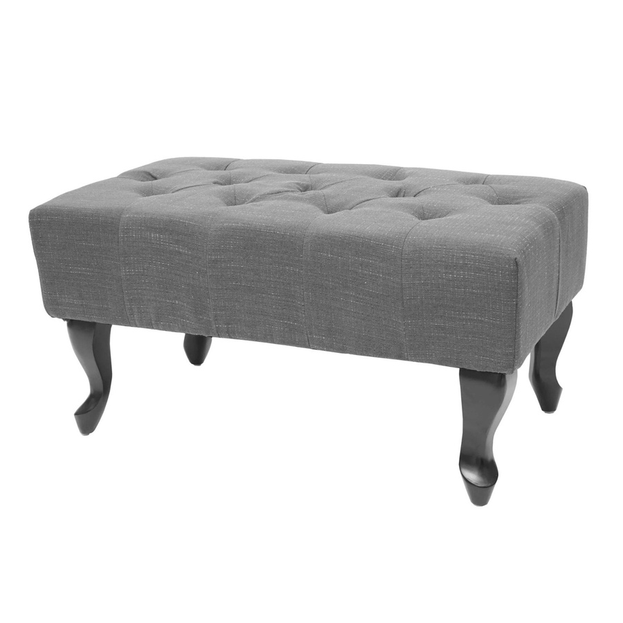 MCW Ottomane Chesterfield Oxford Sitzhocker in Dunkelgrau mit Rautenmuster, B/T/H: 77 x 39 x 47 cm - Bild 2