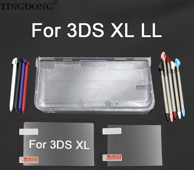 Nintendo 3DS XL/LL Schutzhüllen-Set mit transparenter Schutzfolie und Touchpen in Schwarz und Transparent - Bild 1