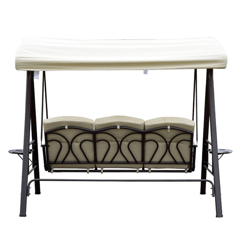 Outsunny 3-Sitzer Hollywoodschaukel mit Sonnendach und Kissen, Metall und Polyester, Beige-Braun, B/T/H: 208 x 120 x 172 cm - Bild 8