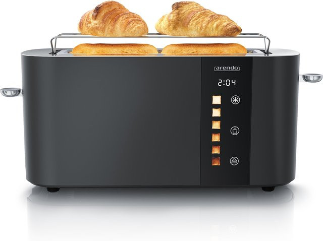 Arendo Toaster Edelstahl mit Touch Display und Brötchenaufsatz, 1000 W, Silber/Schwarz - Bild 1