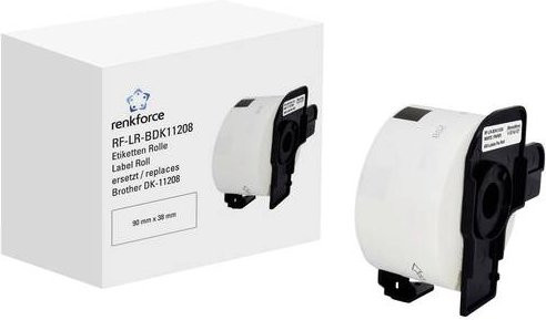 Renkforce Adress-Etiketten Rolle Weiß, kompatibel mit Brother DK-11208, Thermopapier, Breite: 90 mm, Höhe: 38 mm, 400 Stück - Bild 1