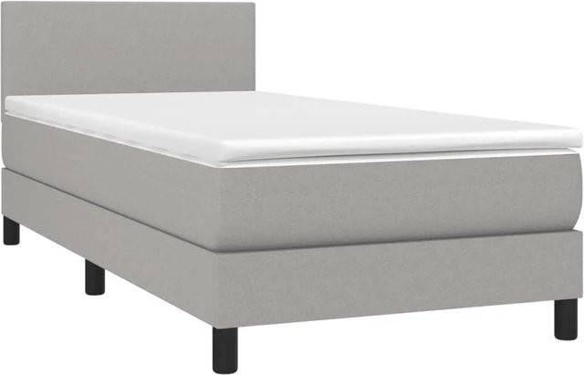 vidaXL Boxspringbett mit Matratze und LED-Unterbettbeleuchtung in Hellgrau, B/T/H: 80 x 200 x 203 cm - Bild 1
