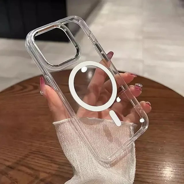 Transparente magnetische Acrylhülle für Apple iPhone 11 12 13 14 15 16 Pro Max Plus Mini mit MagSafe Unterstützung - Bild 1