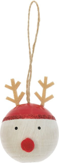 Rico Design Holzhänger Rentier Kugel rot-weiß für Weihnachten, B/H: 5 x 7,5 cm - Bild 1