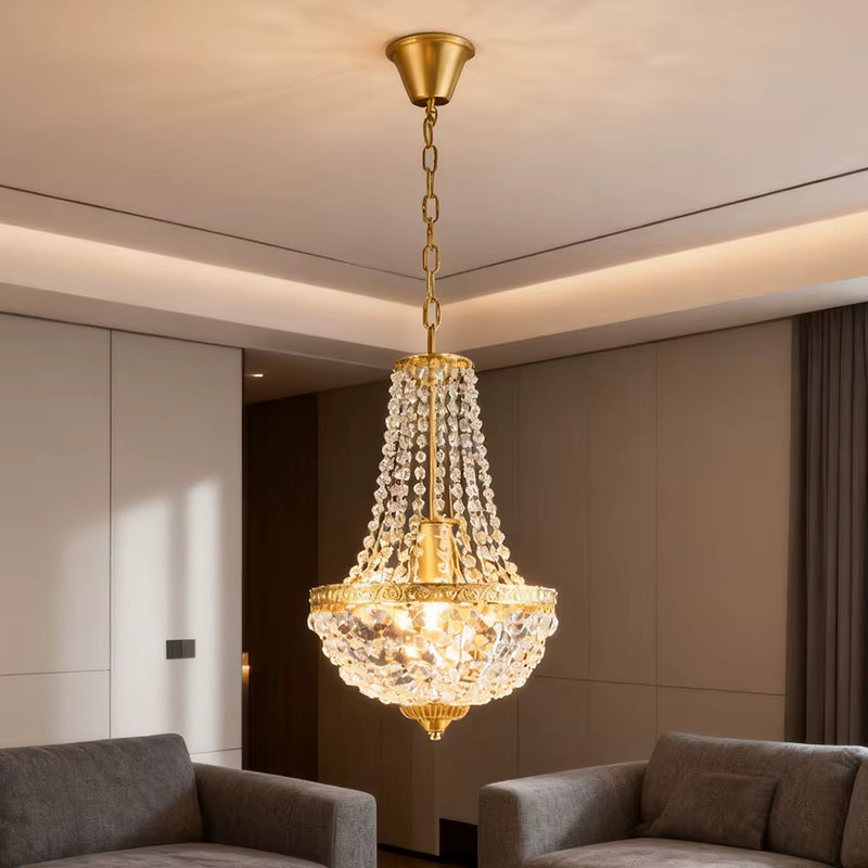 LINCCW Kristall Pendelleuchte Moderne Vintage LED Kronleuchter mit E27 Fassung - Bild 2