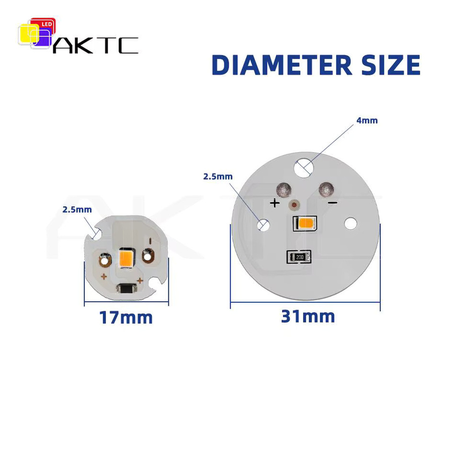 2 Stück Ankatec LED-Leuchtenplatine 5 V SMD2835 aus Aluminium in Weiß, Gelb oder Blau mit Durchmesser 17 mm und 31 mm für DIY-Birnenchips - Bild 2