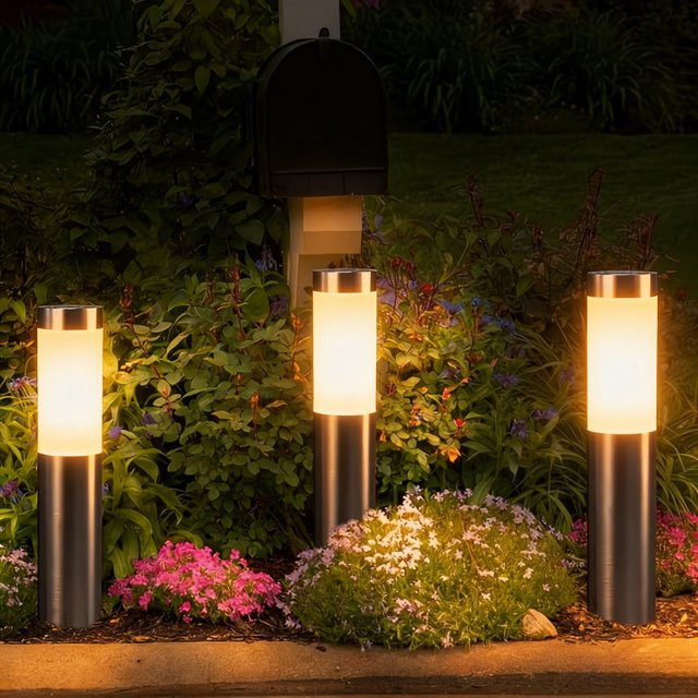 ZTree Solar-Zylinder-Rasenleuchte LED Außenbeleuchtung für Garten, Hof und Einfahrt - Bild 1