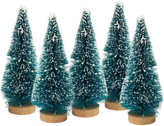 VBS Miniatur-Tannenbäume für Weihnachten, Grün, 5 Stück, Höhe: 10 cm - Bild 1