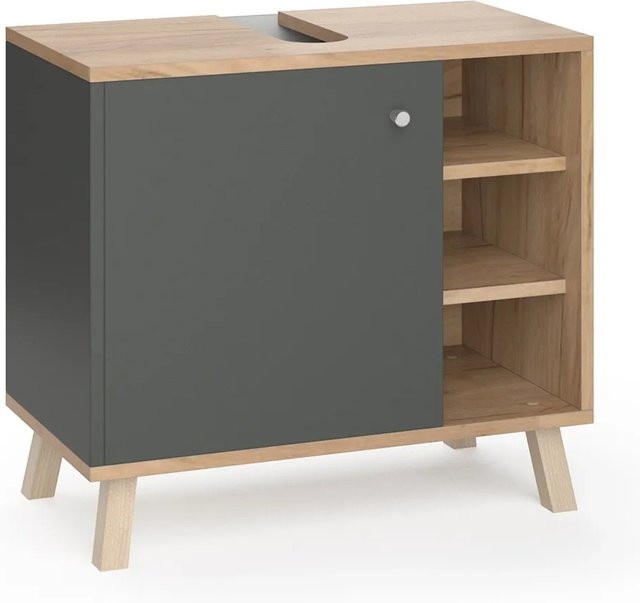Vicco Waschtischunterschrank Senyo Anthrazit/Gold Eiche B: 60 cm, T: 54 cm, H: 32 cm - Bild 2
